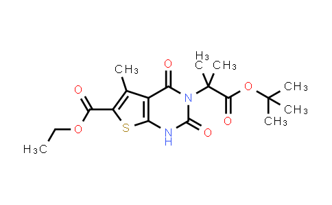 CAS No. 1434643-18-1, Thieno[2,3-d]pyrimidine-3(2H)-acetic acid, 6-(ethoxycarbonyl)-1,4-dihydro-α,α,5-trimethyl-2,4-dioxo-, 1,1-dimethylethyl ester