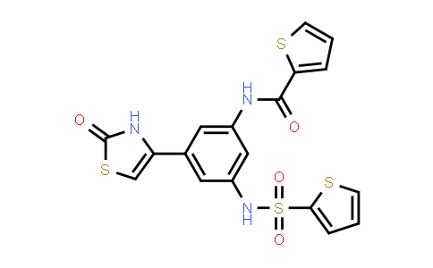 CAS No. 1435386-46-1, N-(3-(2-oxo-2,3-dihydrothiazol-4-yl)-5-(thiophene-2-sulfonamido)phenyl)thiophene-2-carboxamide