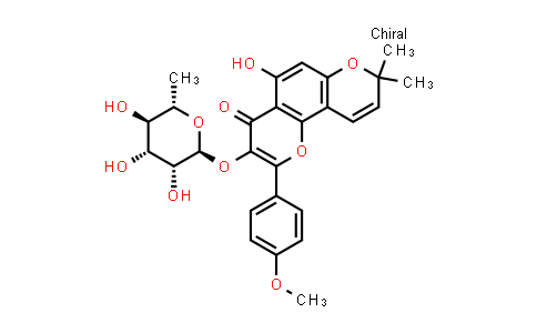 CAS No. 143601-07-4, 3-[(6-Deoxy-α-L-mannopyranosyl)oxy]-5-hydroxy-2-(4-methoxyphenyl)-8,8-dimethyl-4H,8H-benzo[1,2-b:3,4-b']dipyran-4-one