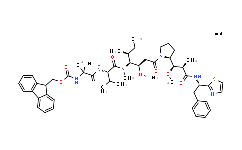 DY523822 | 1438851-74-1 | L-Valinamide, N-[(9H-fluoren-9-ylmethoxy)carbonyl]-2-methylalanyl-N-[(1S,2R)-2-methoxy-4-[(2S)-2-[(1R,2R)-1-methoxy-2-methyl-3-oxo-3-[[(1S)-2-phenyl-1-(2-thiazolyl)ethyl]amino]propyl]-1-pyrrolidinyl]-1-[(1S)-1-methylpropyl]-4-oxobutyl]-N-methyl-