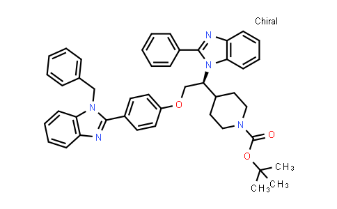 CAS No. 1440755-05-4, 1-Piperidinecarboxylic acid, 4-[(1S)-1-(2-phenyl-1H-benzimidazol-1-yl)-2-[4-[1-(phenylmethyl)-1H-benzimidazol-2-yl]phenoxy]ethyl]-, 1,1-dimethylethyl ester