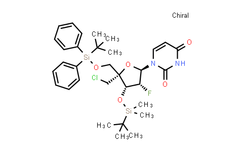 CAS No. 1445379-88-3, Uridine, 4'-C-(chloromethyl)-2'-deoxy-3'-O-[(1,1-dimethylethyl)dimethylsilyl]-5'-O-[(1,1-dimethylethyl)diphenylsilyl]-2'-fluoro-