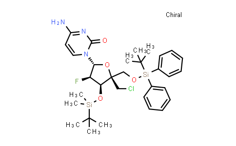 CAS No. 1445379-90-7, 4-amino-1-((2R,3R,4R,5R)-4-((tert-butyldimethylsilyl)oxy)-5-(((tert-butyldiphenylsilyl)oxy)methyl)-5-(chloromethyl)-3-fluorotetrahydrofuran-2-yl)pyrimidin-2(1H)-one