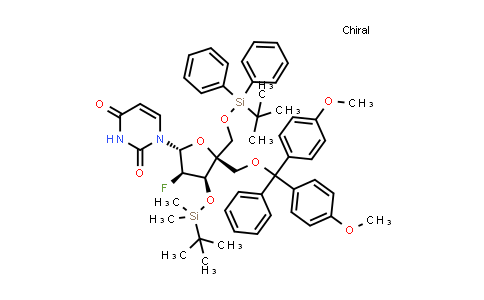 CAS No. 1445381-11-2, Uridine, 4'-C-[[bis(4-methoxyphenyl)phenylmethoxy]methyl]-2'-deoxy-3'-O-[(1,1-dimethylethyl)dimethylsilyl]-5'-O-[(1,1-dimethylethyl)diphenylsilyl]-2'-fluoro-