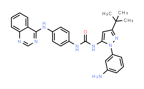 MC524185 | 1446981-07-2 | Urea, N-[1-(3-aminophenyl)-3-(1,1-dimethylethyl)-1H-pyrazol-5-yl]-N'-[4-(4-quinazolinylamino)phenyl]-