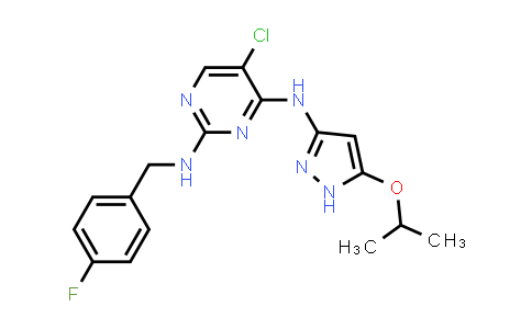 CAS No. 1447605-97-1, 5-Chloro-N2-(4-fluorobenzyl)-N4-(5-isopropoxy-1H-pyrazol-3-yl)pyrimidine-2,4-diamine