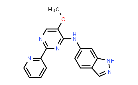 CAS No. 1447606-32-7, N-(5-Methoxy-2-(pyridin-2-yl)pyrimidin-4-yl)-1H-indazol-6-amine
