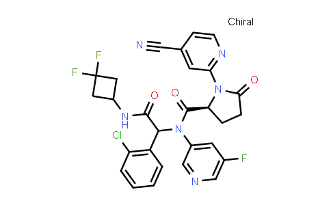 CAS No. 1448346-63-1, Glycinamide, 1-(4-cyano-2-pyridinyl)-5-oxo-L-prolyl-2-(2-chlorophenyl)-N-(3,3-difluorocyclobutyl)-N2-(5-fluoro-3-pyridinyl)-