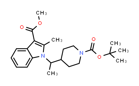 CAS No. 1450658-79-3, 1H-Indole-3-carboxylic acid, 1-[1-[1-[(1,1-dimethylethoxy)carbonyl]-4-piperidinyl]ethyl]-2-methyl-, methyl ester