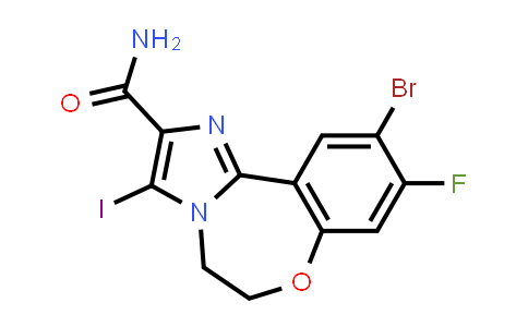 CAS No. 1451084-99-3, 10-Bromo-9-fluoro-3-iodo-5,6-dihydrobenzo[f]imidazo[1,2-d][1,4]oxazepine-2-carboxamide