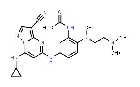 CAS No. 1461658-58-1, Acetamide, N-[5-[[3-cyano-7-(cyclopropylamino)pyrazolo[1,5-a]pyrimidin-5-yl]amino]-2-[[2-(dimethylamino)ethyl]methylamino]phenyl]-