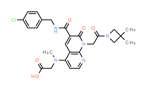 CAS No. 1467688-57-8, Glycine, N-[6-[[[(4-chlorophenyl)methyl]amino]carbonyl]-8-[2-(3,3-dimethyl-1-azetidinyl)-2-oxoethyl]-7,8-dihydro-7-oxo-1,8-naphthyridin-4-yl]-N-methyl-