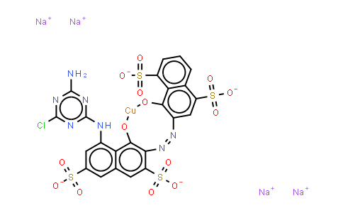 CAS No. 14692-76-3, 3-8-(4-amino-6-chloro-1,3,5-triazin-2-yl)amino-1-hydroxy-3,6-disulpho-2-naphthylazo-4-hydroxynaphthalene-1,5-disu lphonatocuprate (sodium salt)
