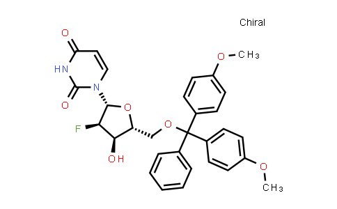 CAS No. 146954-74-7, 1-((2R,3R,4R,5R)-5-((Bis(4-methoxyphenyl)(phenyl)methoxy)methyl)-3-fluoro-4-hydroxytetrahydrofuran-2-yl)pyrimidine-2,4(1H,3H)-dione