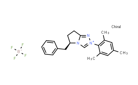 CAS No. 1469801-67-9, (R)-5-Benzyl-2-mesityl-6,7-dihydro-5H-pyrrolo[2,1-c][1,2,4]triazol-2-ium tetrafluoroborate