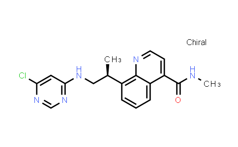 CAS No. 1476076-42-2, (S)-8-(1-((6-Chloropyrimidin-4-yl)amino)propan-2-yl)-N-methylquinoline-4-carboxamide