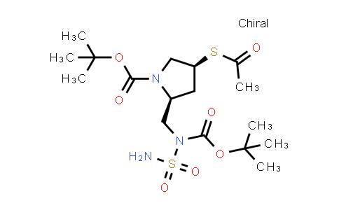 CAS No. 148017-43-0, (2S,4S)-tert-butyl 4-(acetylthio)-2-((tert-butoxycarbonyl(sulfamoyl)amino)methyl)pyrrolidine-1-carboxylate