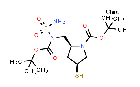 CAS No. 148017-44-1, (2S,4S)-tert-butyl 2-((tert-butoxycarbonyl(sulfamoyl)amino)methyl)-4-mercaptopyrrolidine-1-carboxylate