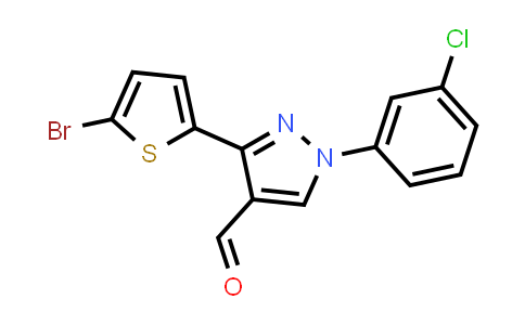CAS No. 1489939-29-8, 3-(5-Bromothiophen-2-yl)-1-(3-chlorophenyl)-1H-pyrazole-4-carbaldehyde