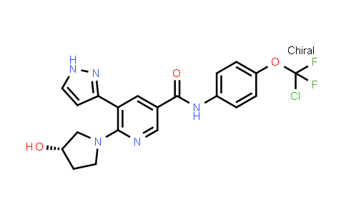 CAS No. 1492952-73-4, N-[4-(Chlorodifluoromethoxy)phenyl]-6-[(3S)-3-hydroxypyrrolidin-1-yl]-5-(1H-pyrazol-3-yl)pyridine-3-carboxamide