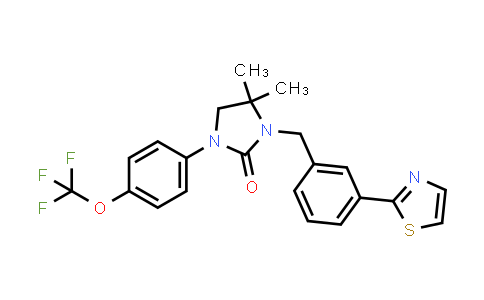 CAS No. 1496549-64-4, 2-Imidazolidinone, 4,4-dimethyl-3-[[3-(2-thiazolyl)phenyl]methyl]-1-[4-(trifluoromethoxy)phenyl]-