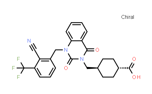 MC525750 | 1498300-28-9 | Cyclohexanecarboxylic acid, 4-[[1-[[2-cyano-3-(trifluoromethyl)phenyl]methyl]-1,4-dihydro-2,4-dioxo-3(2H)-quinazolinyl]methyl]-, trans-