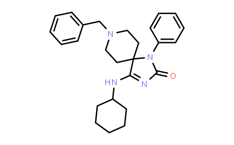 CAS No. 150358-83-1, 1,3,8-Triazaspiro[4.5]dec-3-en-2-one, 4-(cyclohexylamino)-1-phenyl-8-(phenylmethyl)-