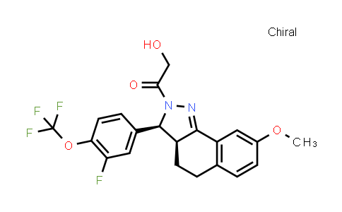 CAS No. 1504558-72-8, Ethanone, 1-[(3S,3aS)-3-[3-fluoro-4-(trifluoromethoxy)phenyl]-3,3a,4,5-tetrahydro-8-methoxy-2H-benz[g]indazol-2-yl]-2-hydroxy-