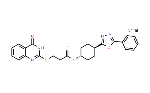 CAS No. 1507362-00-6, Propanamide, 3-[(3,4-dihydro-4-oxo-2-quinazolinyl)thio]-N-[trans-4-(5-phenyl-1,3,4-oxadiazol-2-yl)cyclohexyl]-