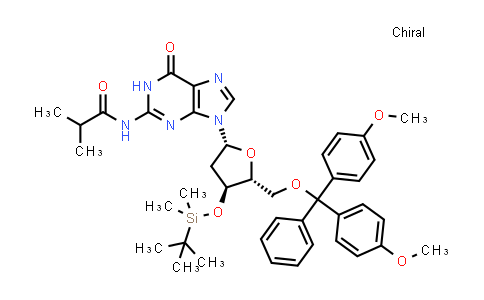 CAS No. 152343-98-1, N-(9-((2R,4S,5R)-5-((Bis(4-methoxyphenyl)(phenyl)methoxy)methyl)-4-((tert-butyldimethylsilyl)oxy)tetrahydrofuran-2-yl)-6-oxo-6,9-dihydro-1H-purin-2-yl)isobutyramide