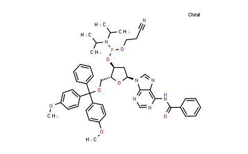 CAS No. 152695-84-6, (2R,3S,5S)-5-(6-Benzamido-9H-purin-9-yl)-2-((bis(4-methoxyphenyl)(phenyl)methoxy)methyl)tetrahydrofuran-3-yl (2-cyanoethyl) diisopropylphosphoramidite