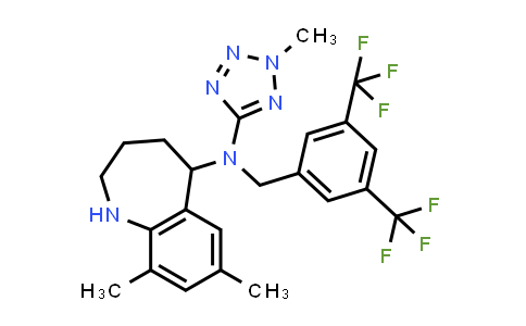 CAS No. 1539285-92-1, N-(3,5-bis(trifluoromethyl)benzyl)-7,9-dimethyl-N-(2-methyl-2H-tetrazol-5-yl)-2,3,4,5-tetrahydro-1H-benzo[b]azepin-5-amine