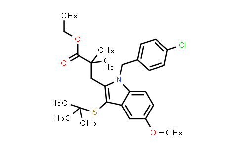 CAS No. 154325-76-5, Ethyl 3-(3-(tert-butylthio)-1-(4-chlorobenzyl)-5-methoxy-1H-indol-2-yl)-2,2-dimethylpropanoate