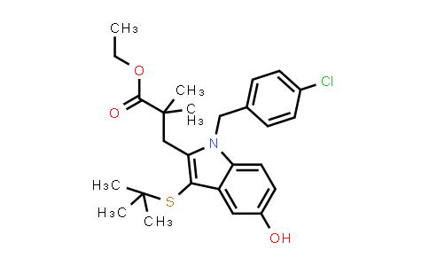 CAS No. 154325-77-6, Ethyl 3-(3-(tert-butylthio)-1-(4-chlorobenzyl)-5-hydroxy-1H-indol-2-yl)-2,2-dimethylpropanoate
