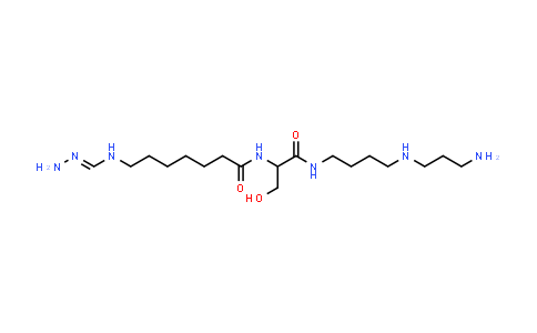 CAS No. 155055-06-4, Heptanamide, 7-[(aminoiminomethyl)amino]-N-[2-[[4-[(3-aminopropyl)amino]butyl]amino]-1-(hydroxymethyl)-2-oxoethyl]-