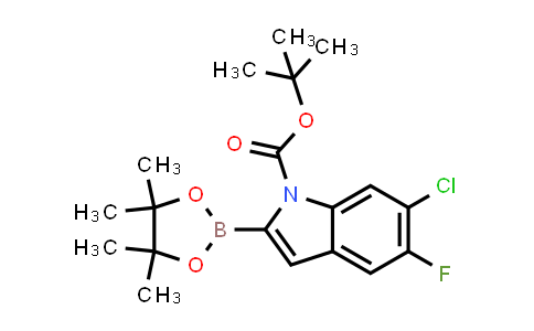 CAS No. 1557138-67-6, 1H-Indole-1-carboxylic acid, 6-chloro-5-fluoro-2-(4,4,5,5-tetramethyl-1,3,2-dioxaborolan-2-yl)-, 1,1-dimethylethyl ester