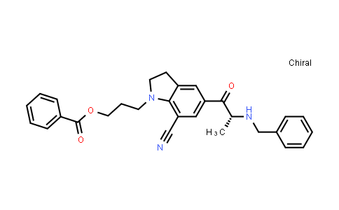 CAS No. 1557330-06-9, 1H-Indole-7-carbonitrile, 1-[3-(benzoyloxy)propyl]-2,3-dihydro-5-[(2R)-1-oxo-2-[(phenylmethyl)amino]propyl]-