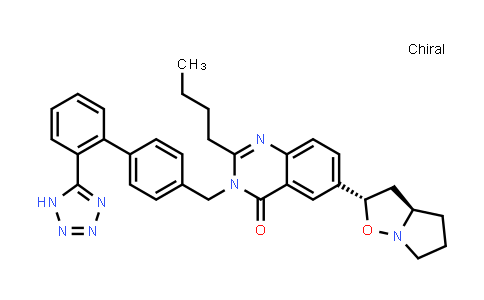 CAS No. 155995-32-7, 4(3H)-Quinazolinone, 2-butyl-6-(hexahydropyrrolo[1,2-b]isoxazol-2-yl)-3-[[2'-(1H-tetrazol-5-yl)[1,1'-biphenyl]-4-yl]methyl]-, cis-