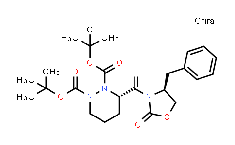 CAS No. 156699-38-6, 1,2-Pyridazinedicarboxylic acid, tetrahydro-3-[[(4S)-2-oxo-4-(phenylmethyl)-3-oxazolidinyl]carbonyl]-, bis(1,1-dimethylethyl) ester, (3S)- (9CI)