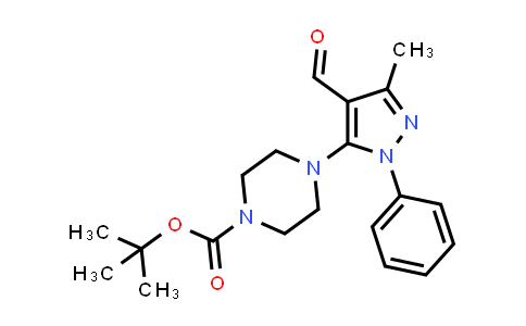 CAS No. 1572583-25-5, 1-Piperazinecarboxylic acid, 4-(4-formyl-3-methyl-1-phenyl-1H-pyrazol-5-yl)-, 1,1-dimethylethyl ester