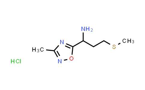 CAS No. 1573548-41-0, 1-(3-Methyl-1,2,4-oxadiazol-5-yl)-3-(methylthio)propan-1-amine hydrochloride