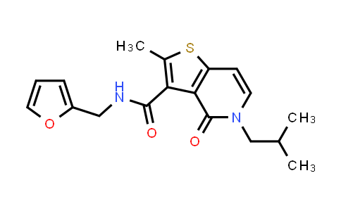 CAS No. 1574605-44-9, N-(Furan-2-ylmethyl)-5-isobutyl-2-methyl-4-oxo-4,5-dihydrothieno[3,2-c]pyridine-3-carboxamide