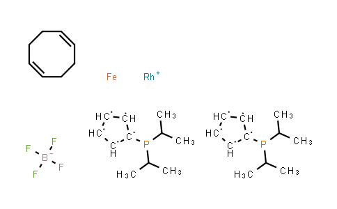 CAS No. 157772-65-1, 1,1'-Bis(di-i-propylphosphino)ferrocene(1,5-cyclooctadiene)rhodium(I) tetrafluoroborate