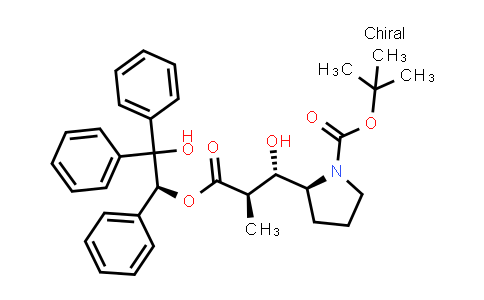CAS No. 158111-34-3, tert-Butyl (S)-2-((1S,2R)-1-hydroxy-3-((S)-2-hydroxy-1,2,2-triphenylethoxy)-2-methyl-3-oxopropyl)pyrrolidine-1-carboxylate