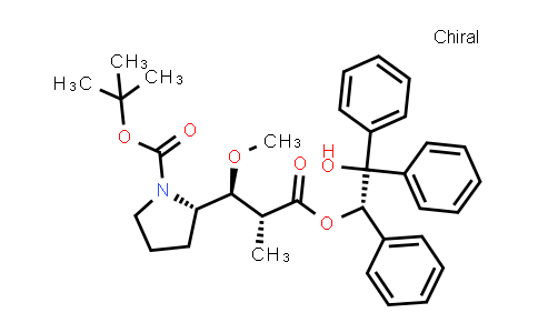 CAS No. 158111-36-5, tert-Butyl (S)-2-((1S,2R)-3-((S)-2-hydroxy-1,2,2-triphenylethoxy)-1-methoxy-2-methyl-3-oxopropyl)pyrrolidine-1-carboxylate