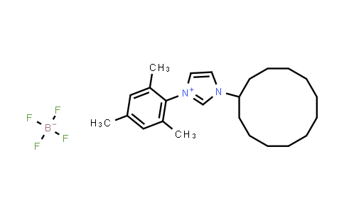 CAS No. 1583244-17-0, 1-(2,4,6-Trimethylphenyl)-3-(cyclododecyl)imidazolium tetrafluoroborate