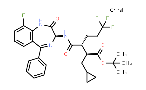 CAS No. 1584715-26-3, Cyclopropanepropanoic acid, α-[(1R)-4,4,4-trifluoro-1-[[[(3S)-9-fluoro-2,3-dihydro-2-oxo-5-phenyl-1H-1,4-benzodiazepin-3-yl]amino]carbonyl]butyl]-, 1,1-dimethylethyl ester, (αS)-