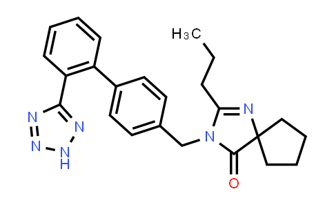 CAS No. 158778-58-6, 2-Propyl-3-[[2'-(2H-tetrazol-5-yl)[1,1'-biphenyl]-4-yl]methyl]-1,3-diazaspiro[4.4]non-1-en-4-one