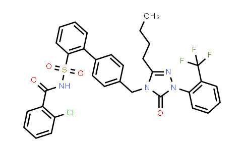 CAS No. 159044-77-6, N-[[4'-[[3-Butyl-1,5-dihydro-5-oxo-1-[2-(trifluoromethyl)phenyl]-4H-1,2,4-triazol-4-yl]methyl][1,1'-biphenyl]-2-yl]sulfonyl]-2-chlorobenzamide