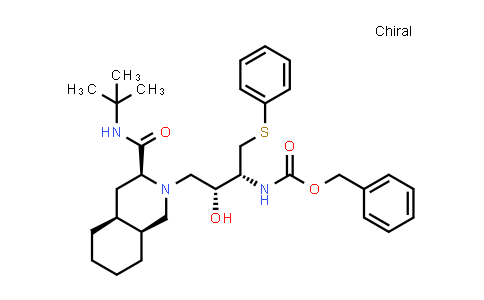 CAS No. 159878-04-3, benzyl ((2R,3R)-4-((3S,4aS,8aS)-3-(tert-butylcarbamoyl)octahydroisoquinolin-2(1H)-yl)-3-hydroxy-1-(phenylthio)butan-2-yl)carbamate